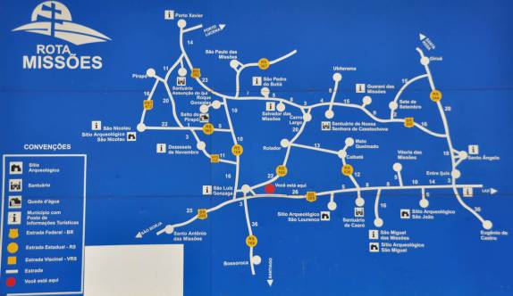 O mapa das Missões no território brasileiro